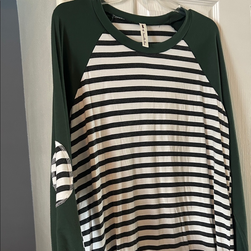 Vanilla Bay Green and Black Striped Top